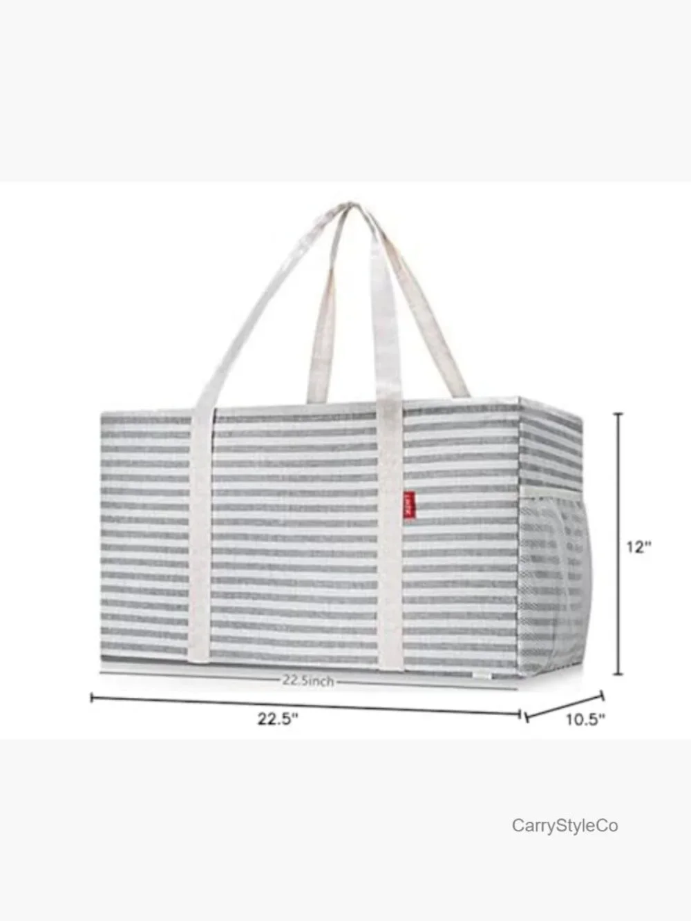 Extra Large Utility Tote Bag with Metal Wire Frame, Foldable Reusable Grocery